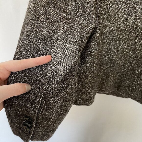 Ann Taylor Womens Tweed Blazer Size 10 Brown-Gray Single Button Long Sleeve - Picture 9 of 9